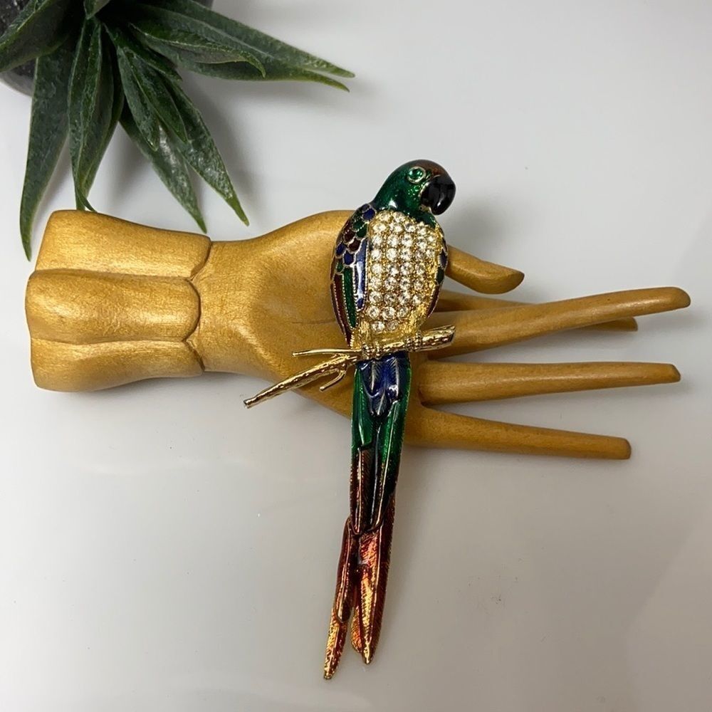 Vintage Rhinestone Enamel Bird Brooch - Picture 3 of 4